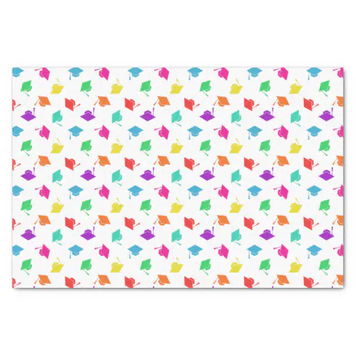Colorful Graduation Cap Pattern Tissue Paper