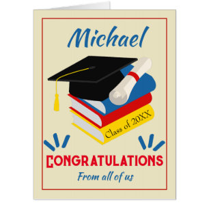 Colorful Graduation Congratulation Cap Scroll Big Card