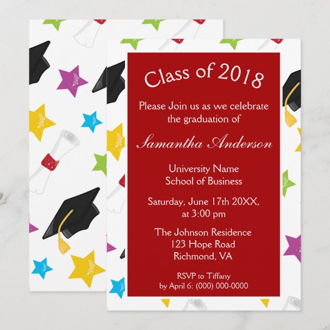 Colorful Graduation Party Invitation (Front/Back)