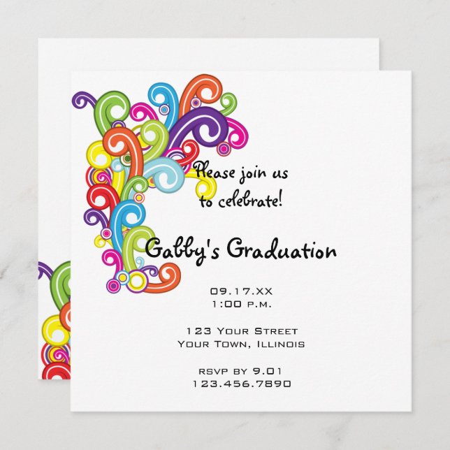 Colorful Graduation Party Invitation (Front/Back)