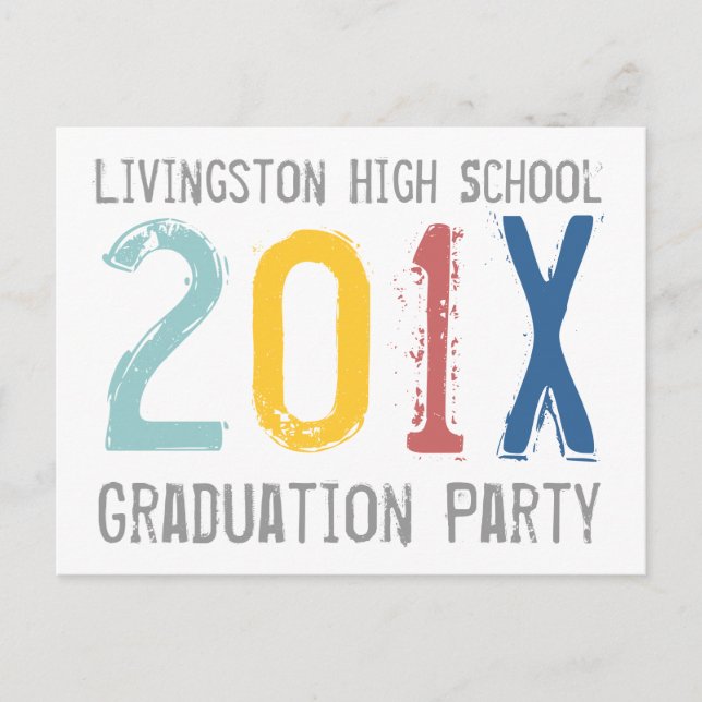 Colorful Graduation Party Invitation Postcard (Front)