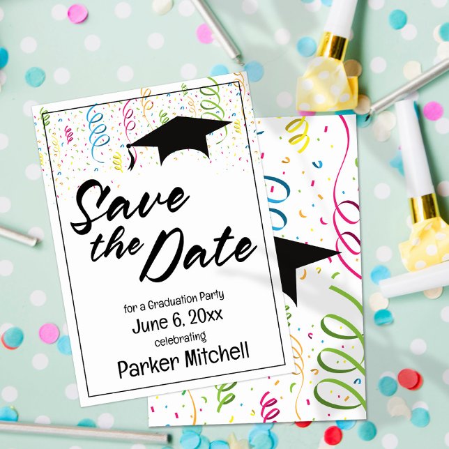Colorful Graduation Party Save the Date Card (Creator Uploaded)