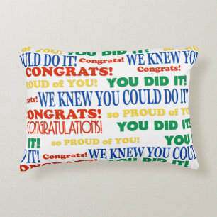 Colorful Graduation Word Art Accent Pillow