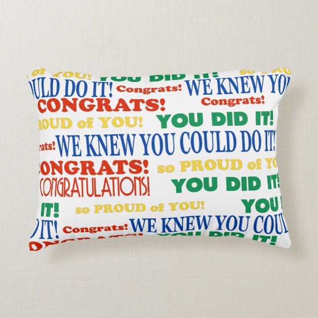 Colorful Graduation Word Art Accent Pillow (Front)