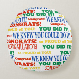 Colorful Graduation Word Art Round Pillow
