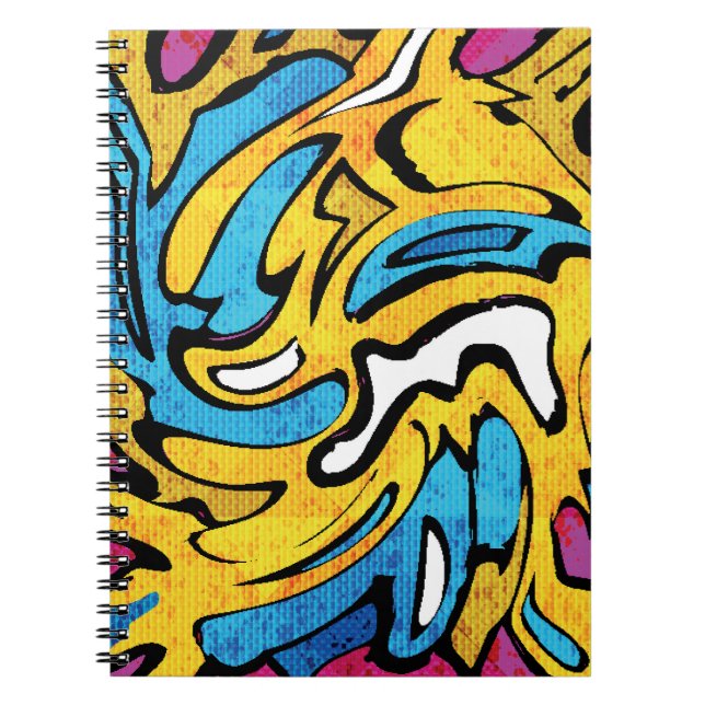 Colorful Graffiti Abstract Black Background Notebook (Front)