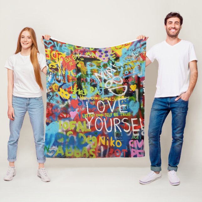 Colorful Graffiti Art, Fleece Blanket (In Situ)
