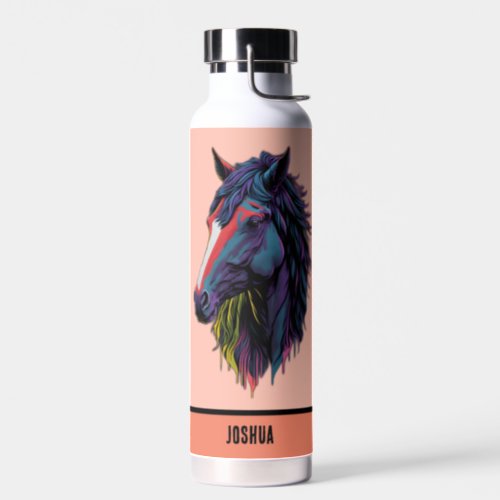 Colorful Graffiti Art Horse for Equestrian Lover Water Bottle