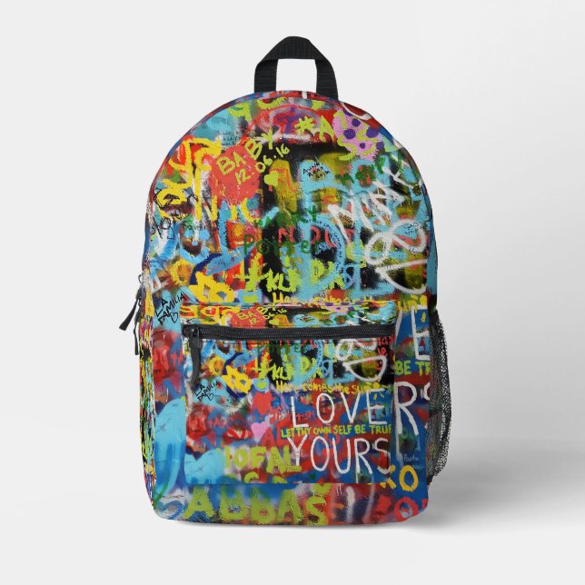 Colorful Graffiti Art, Printed Backpack (Front)