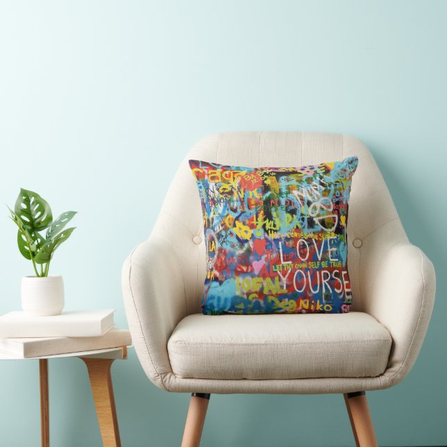 Colorful Graffiti Art Throw Pillow (Chair)