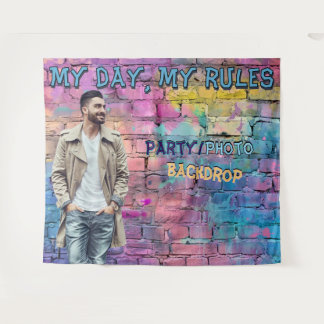 Colorful Graffiti Brick Wall Party Backdrop