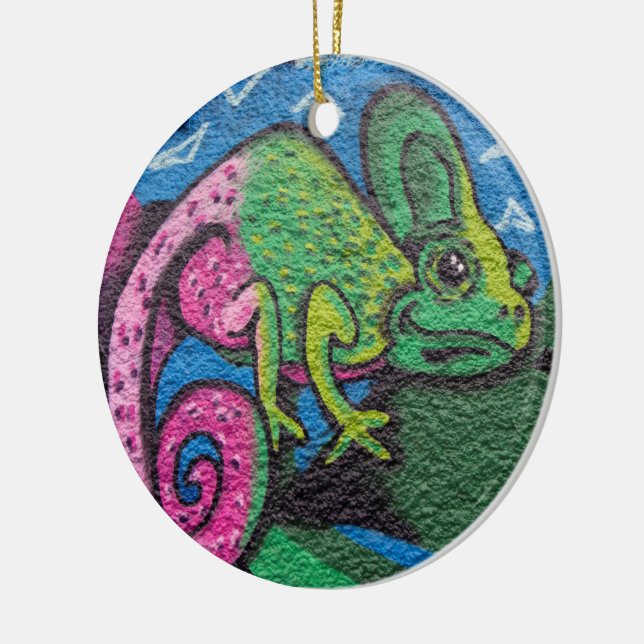 Colorful Graffiti Chameleon Ceramic Ornament (Left)