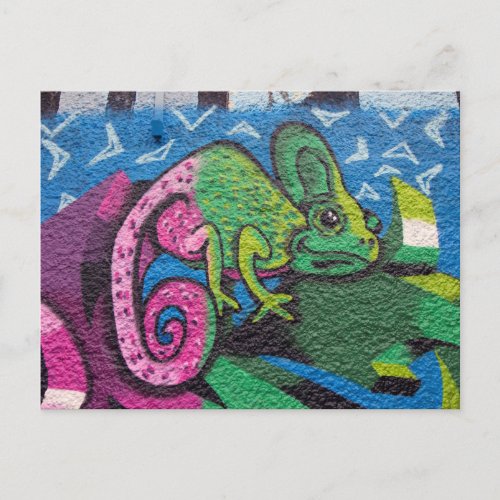 Colorful Graffiti Chameleon Postcard