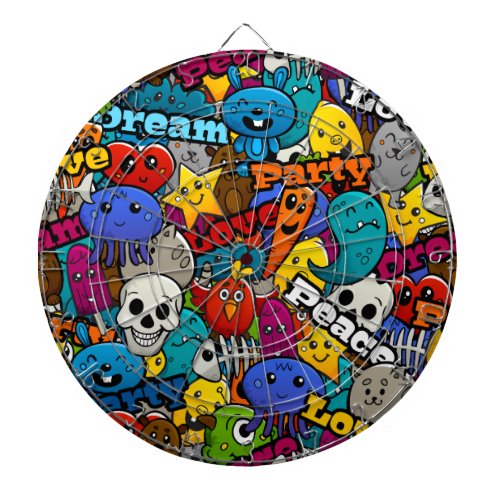 Colorful Graffiti Characters Pattern Dart Board