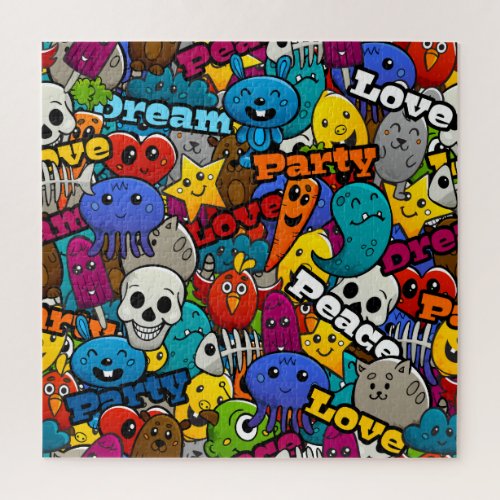 Colorful Graffiti Characters Pattern Jigsaw Puzzle