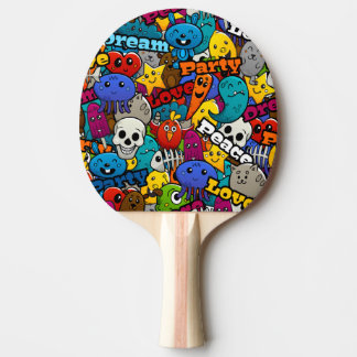 Colorful Graffiti Characters Pattern Ping Pong Paddle
