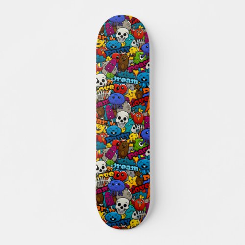 Colorful Graffiti Characters Pattern Skateboard