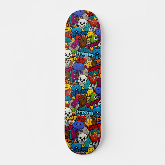 Colorful Graffiti Characters Pattern Skateboard (Front)