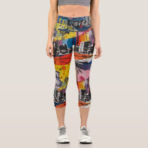 Colorful Graffiti Design Capri Leggings