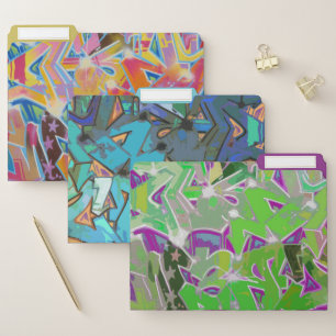 Colorful Graffiti Design File Folders Set
