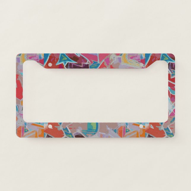 Colorful Graffiti Design License Plate Frame (Front)