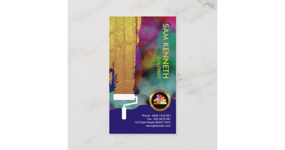 Colorful Graffiti Grunge Wall Gold Paint Roller Business Card Zazzle