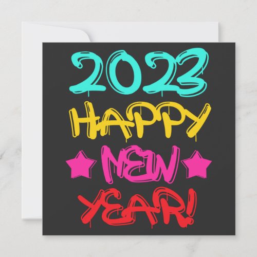 Colorful Graffiti Happy New Year 2023 in Retro Invitation