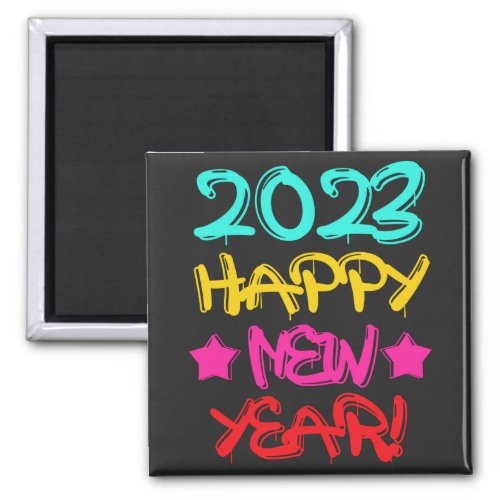Colorful Graffiti Happy New Year 2023 in Retro Magnet