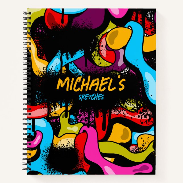 Colorful Graffiti Hip Hop Street Art Sketchbook Notebook (Front)