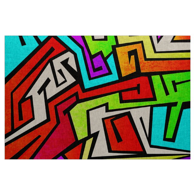 Colorful graffiti illustration fabric (Yard)