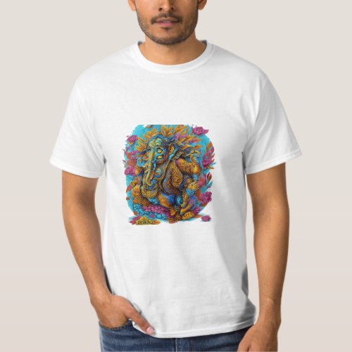 colorful graffiti illustration of Lord Ganesh T_Shirt