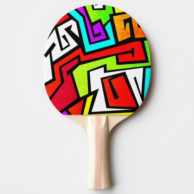 Colorful graffiti illustration Ping-Pong paddle (Front)
