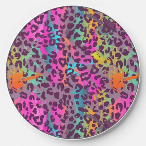 Colorful Graffiti Leopard Print Abstract Art  Wireless Charger
