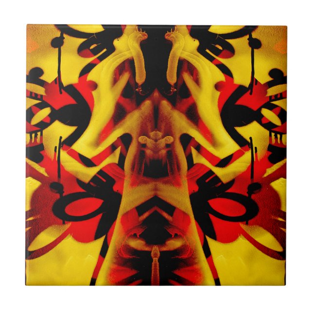 Colorful graffiti pattern ceramic tile (Front)