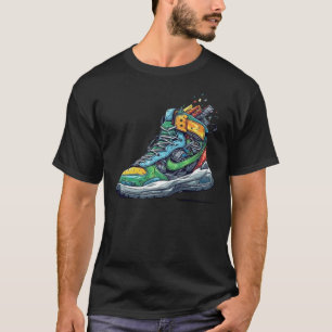Colorful Graffiti Sneaker Graphic T-Shirt - Urban