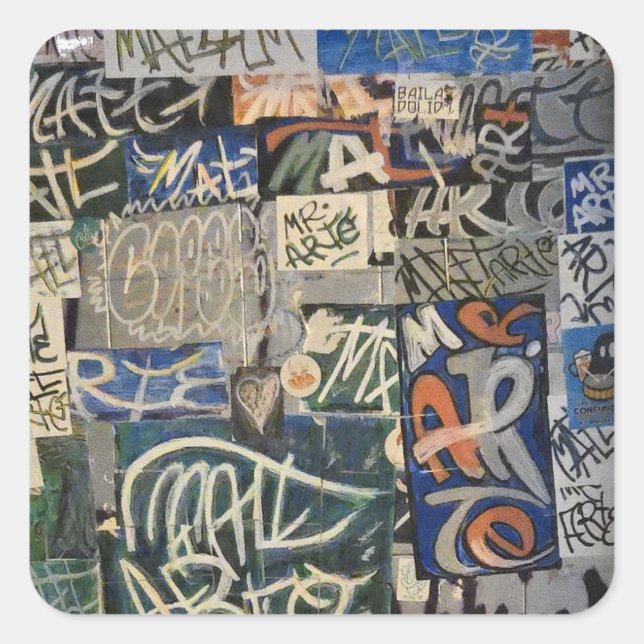 Colorful Graffiti Square Sticker (Front)