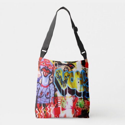 Colorful Graffiti Street Art Monster Figure Crossbody Bag