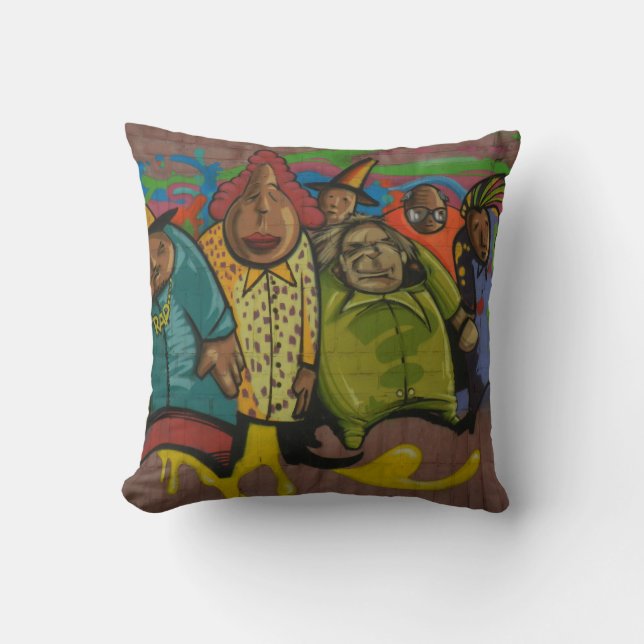 Colorful Graffiti Street Art Painting Throw Pillow (Front)