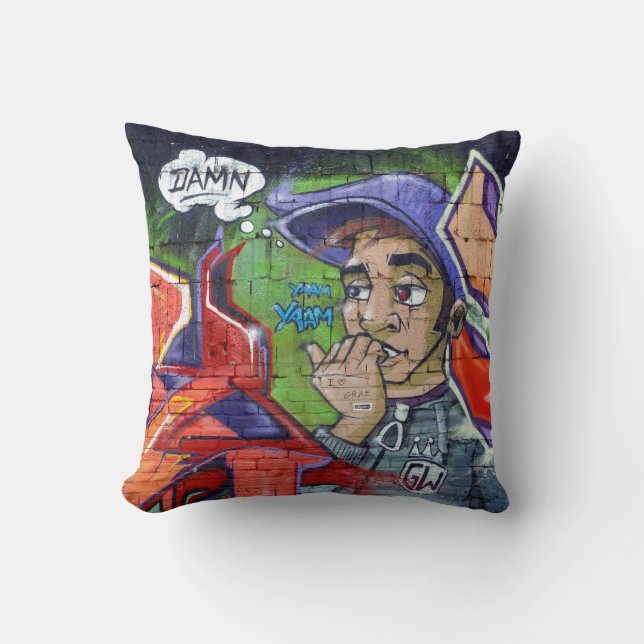Colorful Graffiti Street Art Throw Pillow (Front)