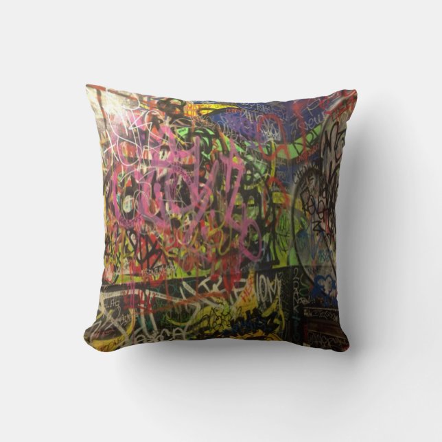 Colorful Graffiti Throw Pillow (Front)
