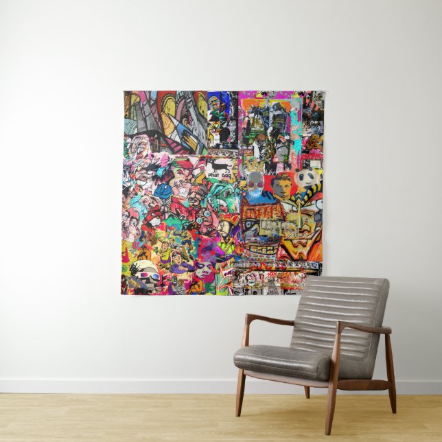 Colorful graffiti wall collage  tapestry (In Situ (Horizontal))