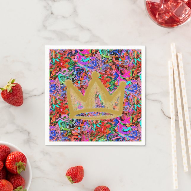 Colorful graffiti with crown  napkins (Insitu)