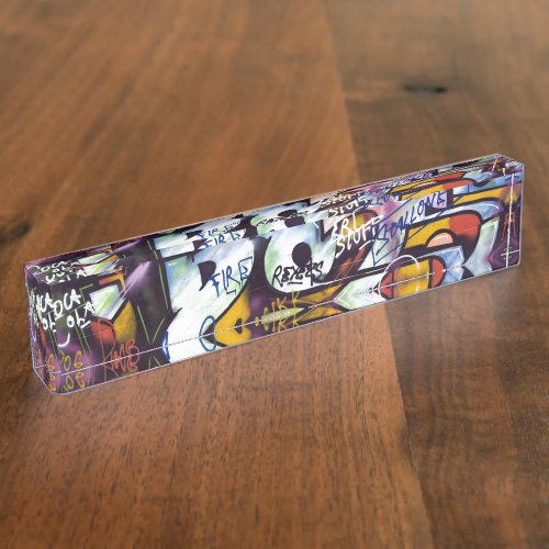 Colorful Graffiti Words Desk Name Plate