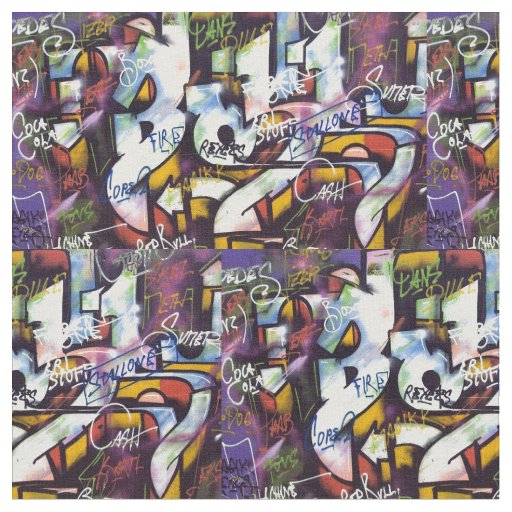 Colorful Graffiti Words Fabric