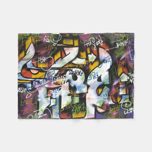 Colorful Graffiti Words Fleece Blanket (Front (Horizontal))
