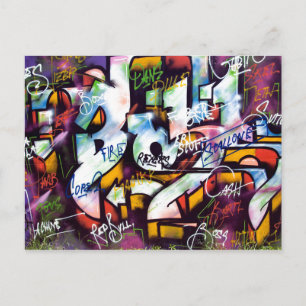 Colorful Graffiti Words Postcard