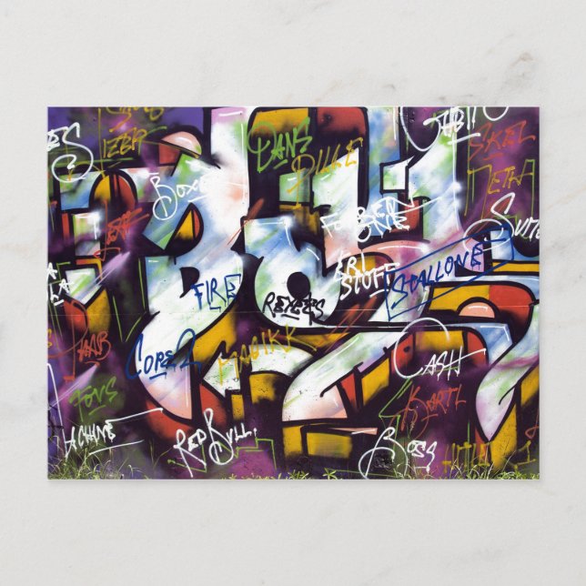 Colorful Graffiti Words Postcard (Front)