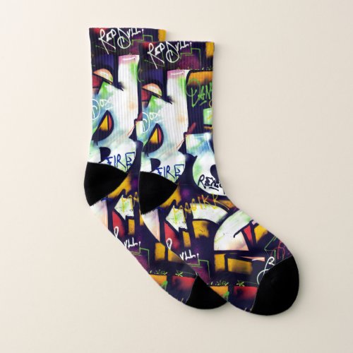 Colorful Graffiti Words Socks