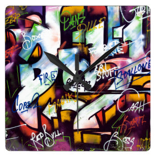 Graffiti Tags Wall Clocks Zazzle
