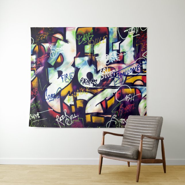 Colorful Graffiti Words Tapestry (In Situ (Horizontal))